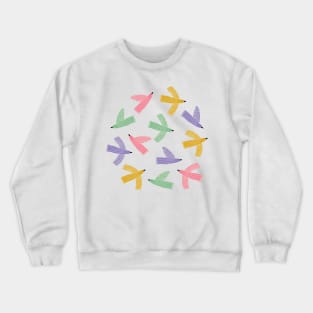 Whimsy flying birds in green and pastel tones Crewneck Sweatshirt